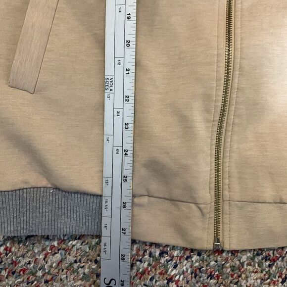 Topman Beige Gray Accents Zip Up Jersey Bomber Jacket Size 44/Large - Picture 10 of 14